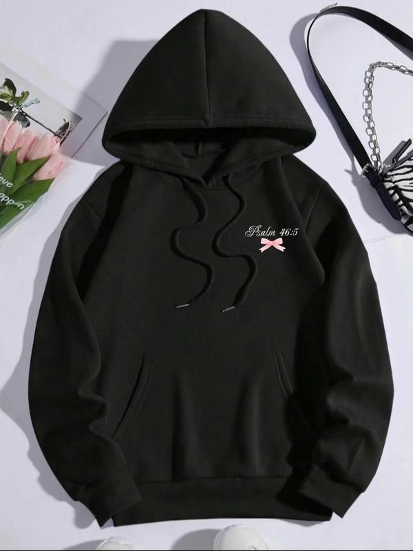 Women'WB shield Letter Print Pocket Hoodie, Casual Long Sleeve Hooded Sweatshirt for Fall & Winter, Women'WB shield TNF...