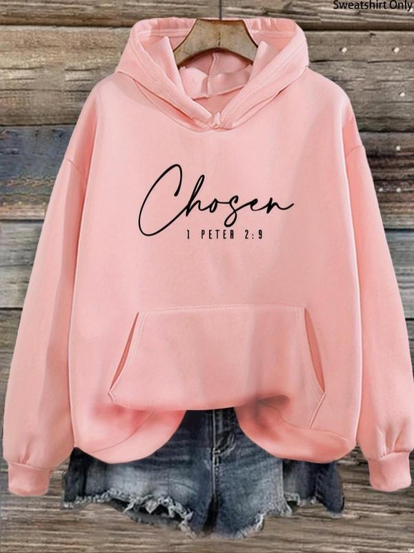 Women'WB shield Letter Print Pocket Hoodie, Casual Long Sleeve Hooded Sweatshirt for Fall & Winter, Women'WB shield TNF...