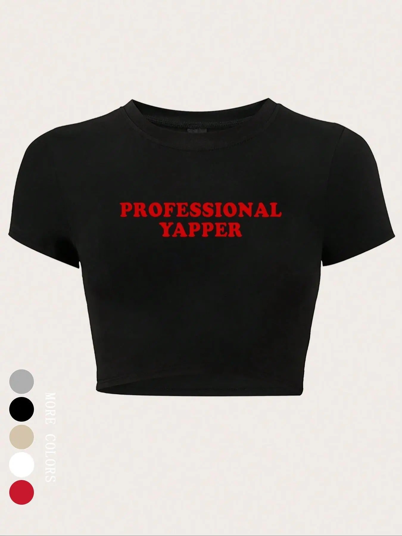 Women'WB shield Letter Print Round Neck Crop Tee, Casual Short Sleeve Crew Neck T-Shirt for Summer, Streetwear Tops for...