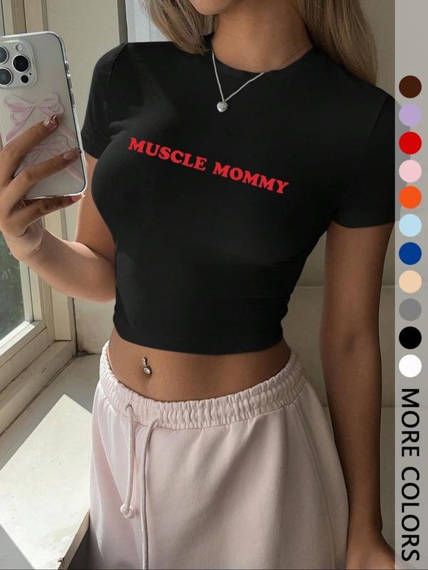 Women'WB shield Letter Print Round Neck Crop Tee, Y2K Trendy Casual Short Sleeve T-shirt for Daily Wear, Ladies Summer...