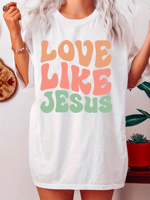 Women'WB shield Letter Print Round Neck Graphic Tee, Vintage Trendy Casual Drop Shoulder Half Sleeve T-shirt For Daily...