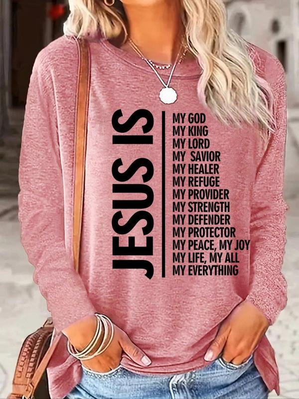 Women'WB shield Letter Print Round Neck Long Sleeve Tee, Easter Comfort Printed Crew Neck Longsleeves Streetwear T-shirt...