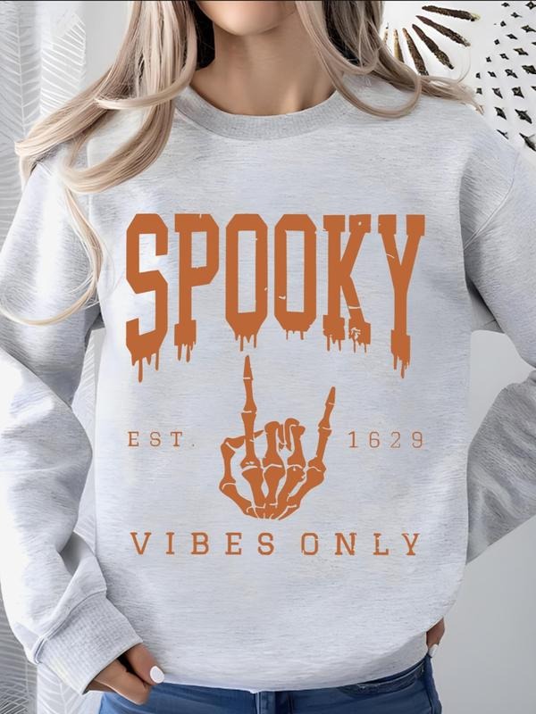 Women'WB shield Letter Print Round Neck Pullover, Fashion Casual Crew Neck Sweatshirt for Daily Holiday Outdoor Wear,...