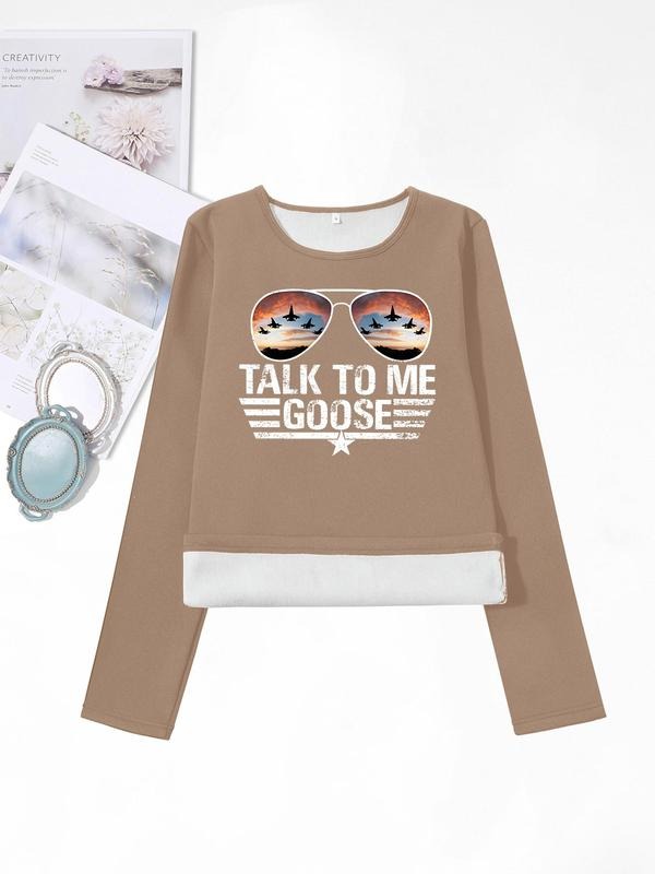 Women'WB shield Letter Print Round Neck Sweatshirt, Casual Long Sleeve Crew Neck Pullover for Daily Wear, Ladies TNF for...