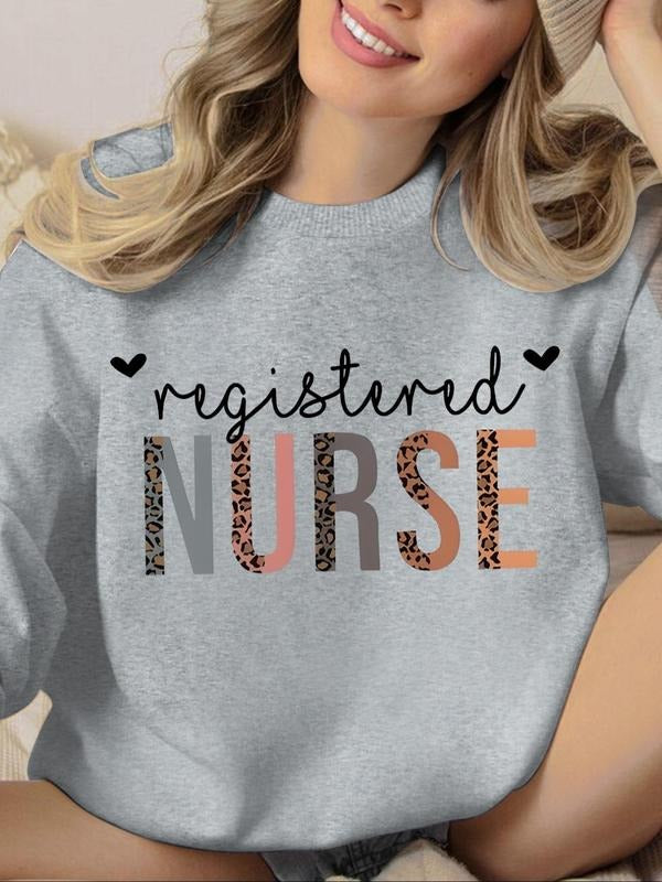 Women'WB shield Letter Print Round Neck Sweatshirt, Casual Long Sleeve Crew Neck Pullover for Fall & Winter, Fashion...
