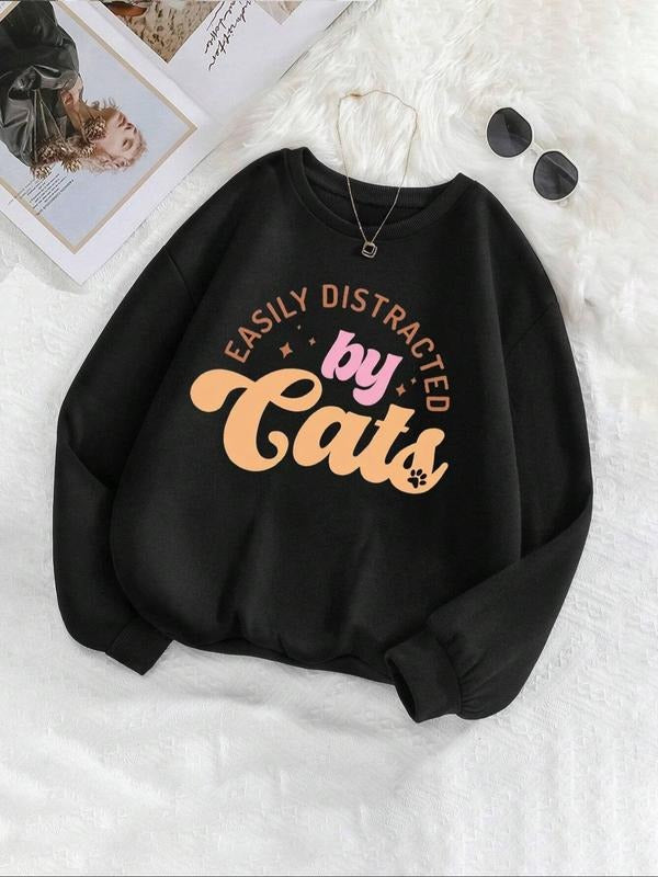 Women'WB shield Letter Print Round Neck Sweatshirt, Casual Long Sleeve Crew Neck Pullover for Fall & Winter, Women'WB...