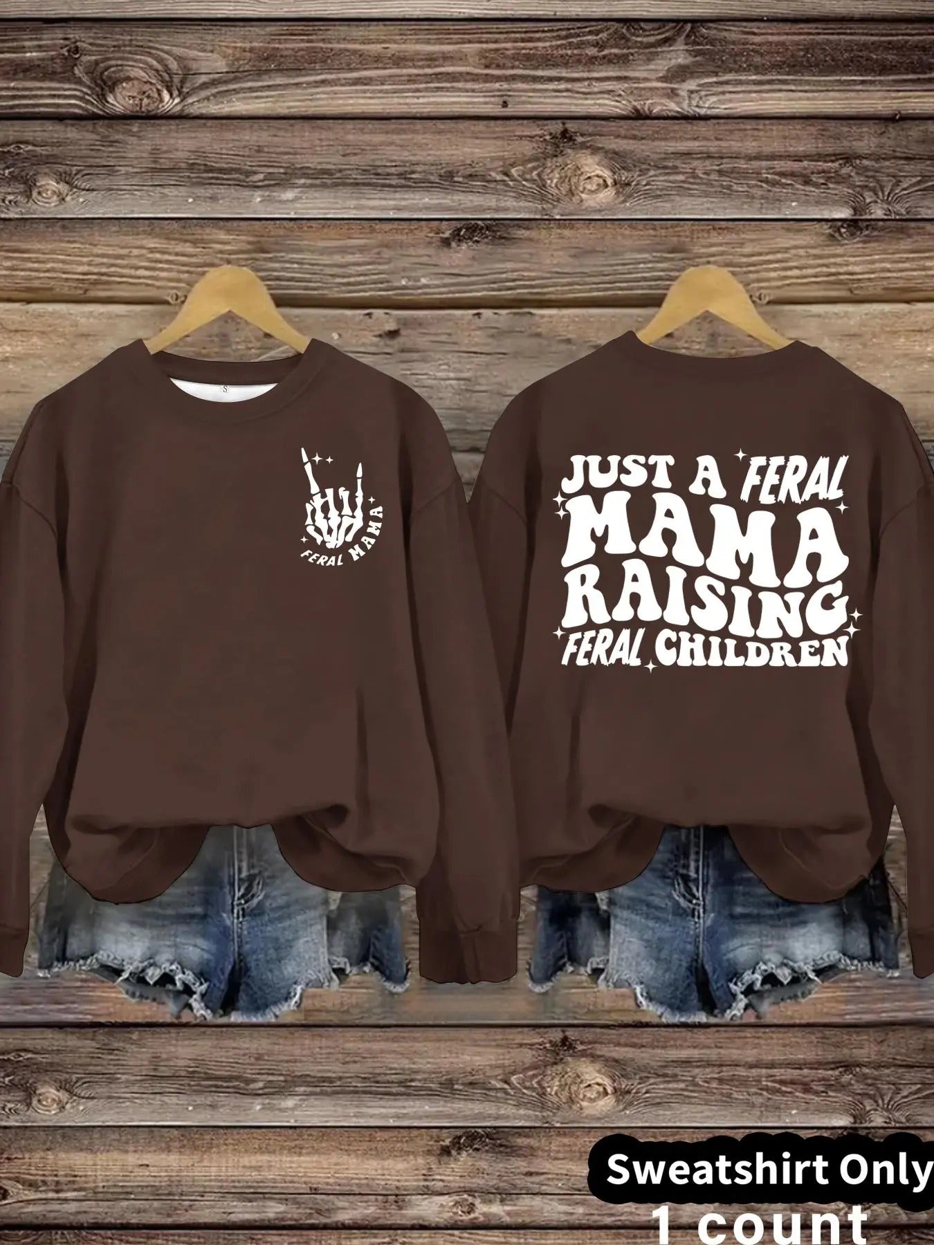 Women'WB shield Letter Print Round Neck Sweatshirt, Casual Long Sleeve Crew Neck Pullover for Spring & Fall, Fashion...