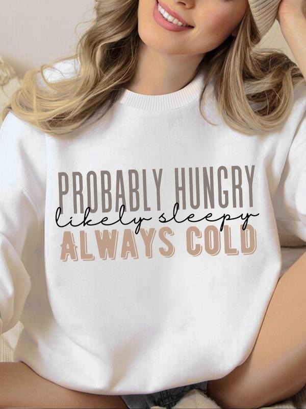 Women'WB shield Letter Print Round Neck Sweatshirt, Casual Long Sleeve Crew Neck Pullover for Spring & Fall, Fashion...