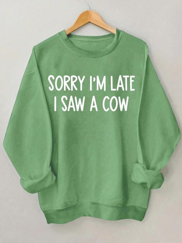 Women'WB shield Letter Print Round Neck Sweatshirt, Casual Long Sleeve Pullover for Fall & Winter, Fashion Women'WB...