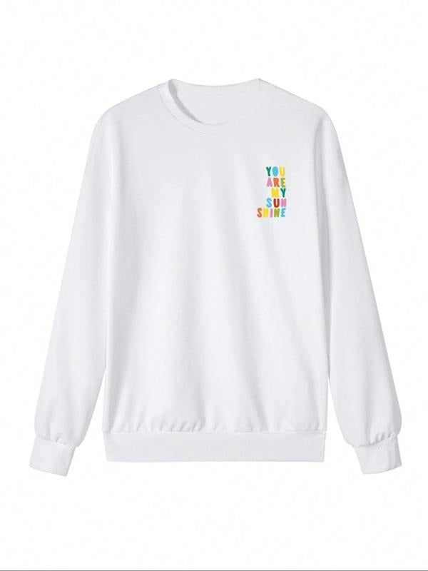 Women'WB shield Letter Print Round Neck Sweatshirt, Casual Long Sleeve Pullover for Fall & Winter, Women'WB shield TNF...
