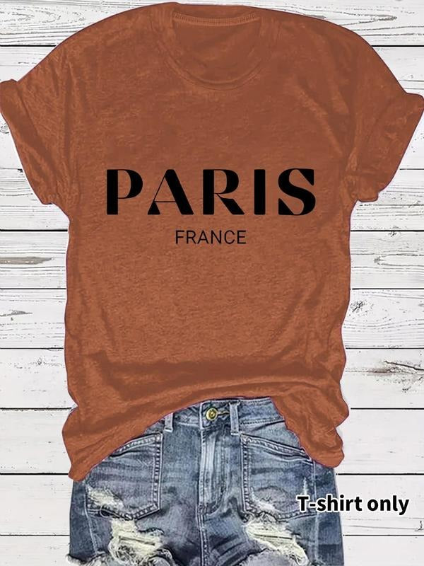 Women'WB shield Letter Print Round Neck Tee, Casual Short Sleeve Crew Neck T-Shirt for Summer, Fashion Women'WB shield...