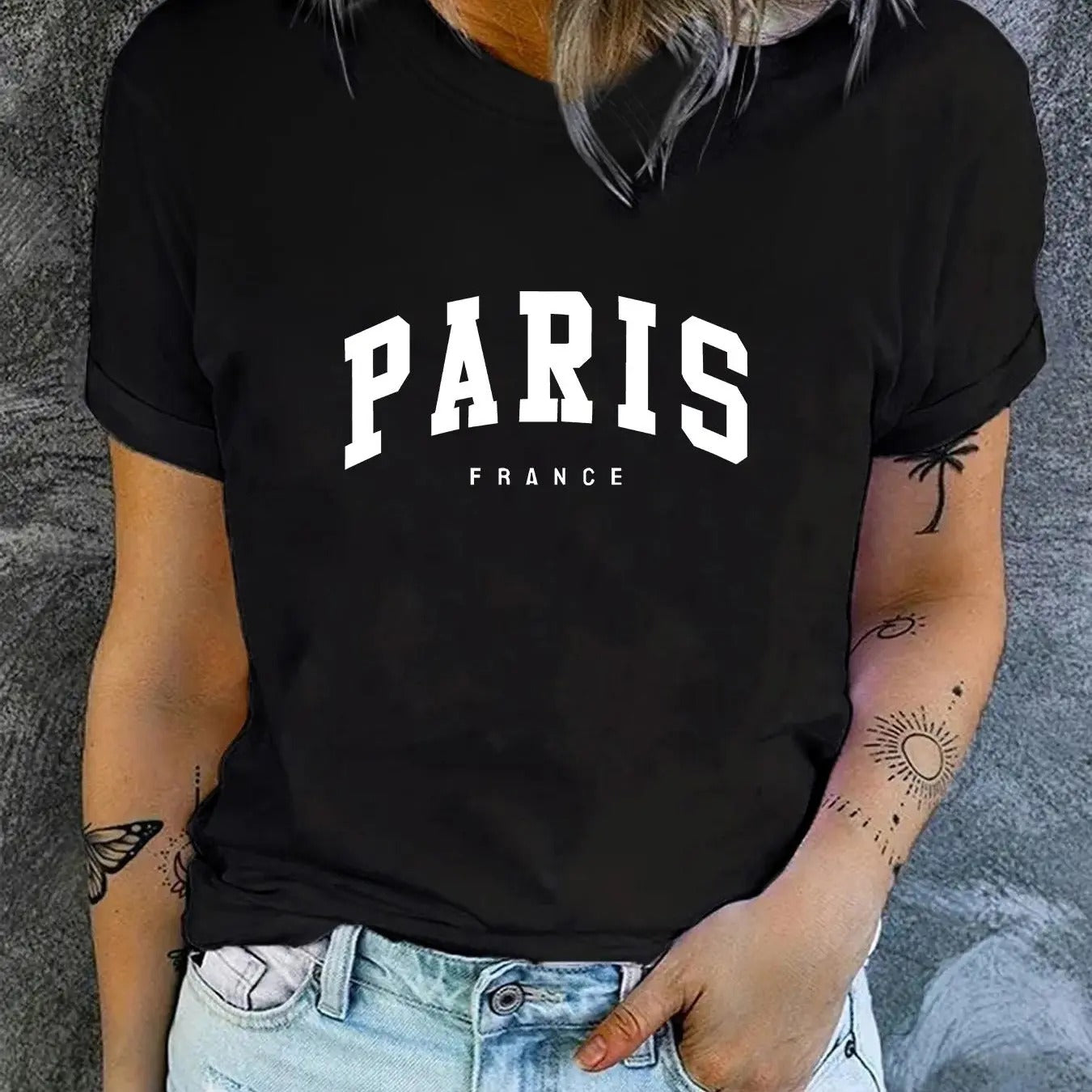 Women'WB shield Letter Print Round Neck Tee, Casual Short Sleeve Crew Neck T-Shirt for Summer, Fashion Women'WB shield Top for Daily Wear style 120