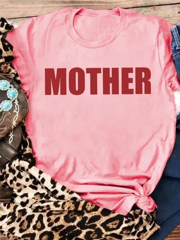 Women'WB shield Letter Print Round Neck Tee, Casual Short Sleeve Crew Neck T-Shirt for Summer, Fashion Women'WB shield Top for Daily Wear style 144