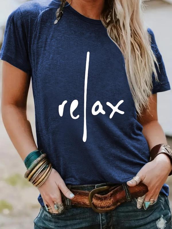 Women'WB shield Letter Print Round Neck Tee, Casual Short Sleeve Crew Neck T-Shirt for Summer, Fashion Women'WB shield...