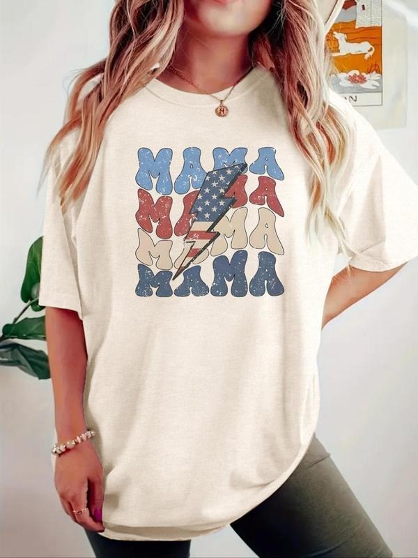 Women'WB shield Letter Print Round Neck Tee, Casual Short Sleeve Crew Neck T-Shirt for Summer, Fashion Women'WB shield...