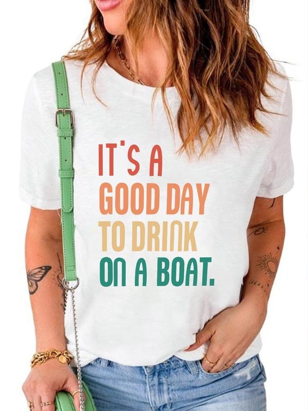 Women'WB shield Letter Print Round Neck Tee, Casual Short Sleeve Crew Neck T-shirt for Daily Wear, Ladies TNF for Spiky...