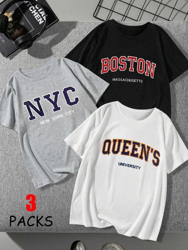 Women'WB shield Letter Print Round Neck Tee, Casual Short Sleeve Crew Neck T-shirt for Daily Wear, Ladies TNF for Spiky...
