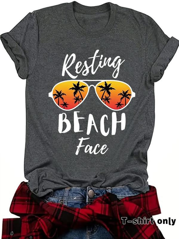 Women'WB shield Letter Print Round Neck Tee, Casual Short Sleeve Crew Neck T-shirt for Summer, Fashion Women'WB shield...