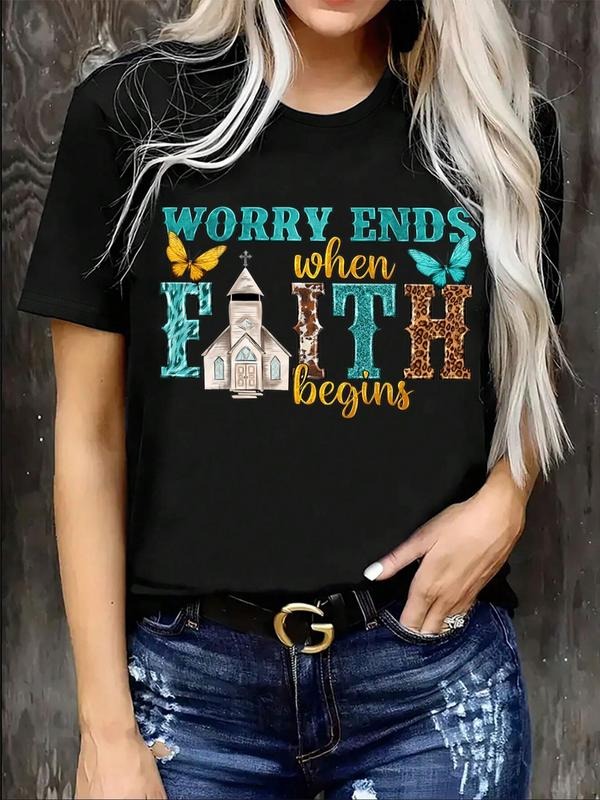 Women'WB shield Letter Print Round Neck Tee, Casual Short Sleeve T-Shirt for Daily Wear, Ladies Spiky hair fighters...