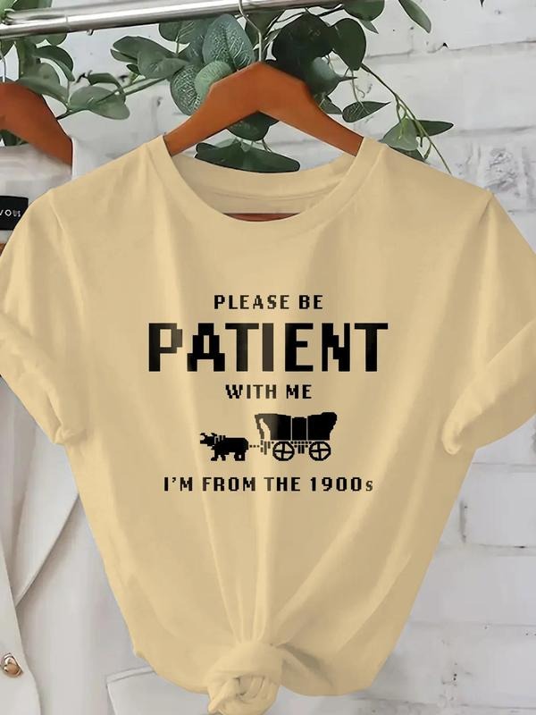 Women'WB shield Letter Print Round Neck Tee, Casual Short Sleeve T-shirt for Daily Wear, Ladies Spiky hair fighters...