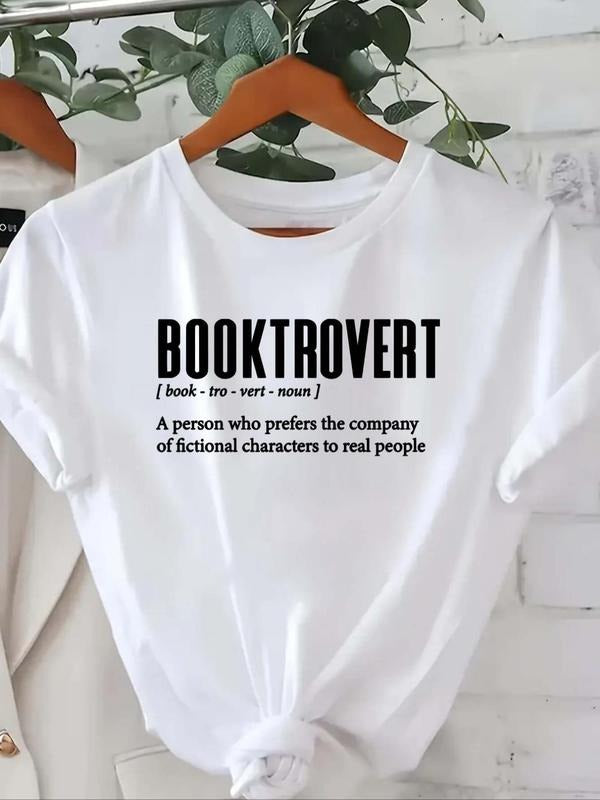 Women'WB shield Letter Print Round Neck Tee, Casual Short Sleeve T-shirt, Ladies Summer Outfit Hoodie, Sweatshirt