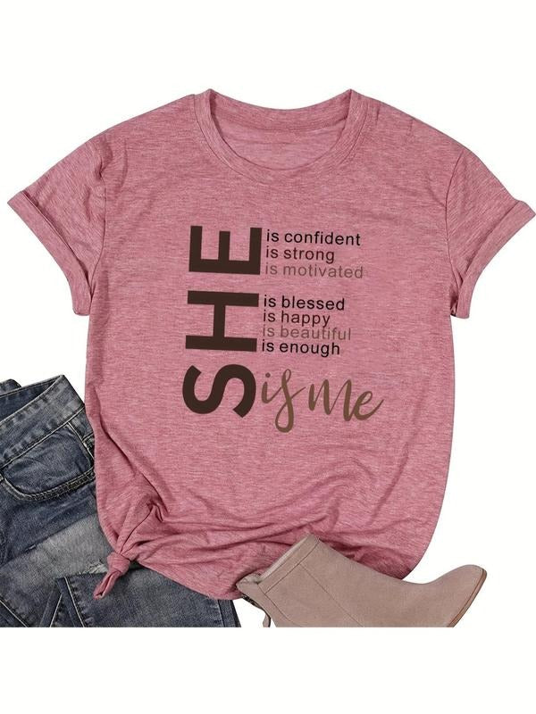 Women'WB shield Letter Print Round Neck Tee, Fashion Casual Short Sleeve Crew Neck T-shirt for Daily Outdoor Wear, Ladies...