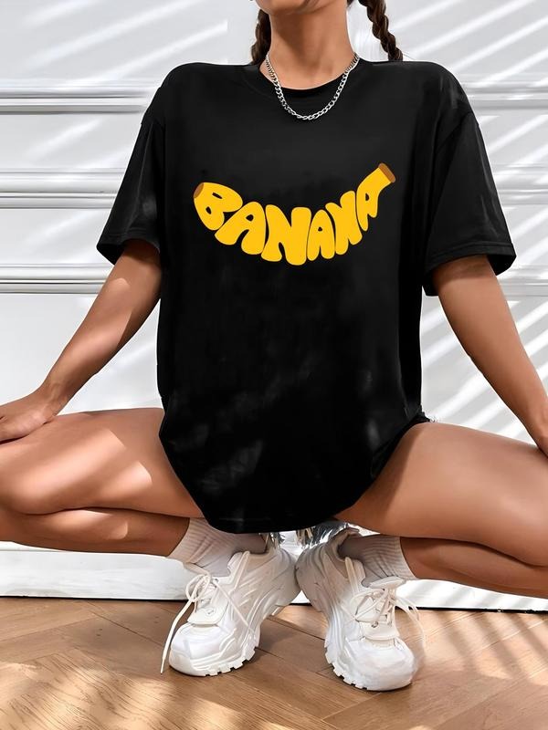 Women'WB shield Letter Print Round Neck Tee, Trendy Casual Drop Shoulder Half Sleeve T-shirt for Daily Wear, Ladies Spiky...