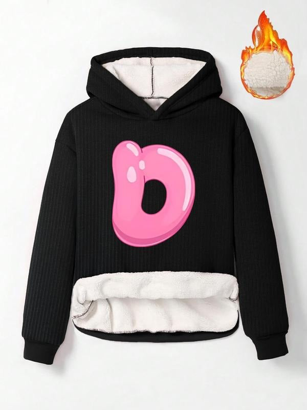 Women'WB shield Letter Print TNF Lined Ribbed Hoodie, Fashion Casual Long Sleeve Hooded Sweatshirt for Daily Holiday...