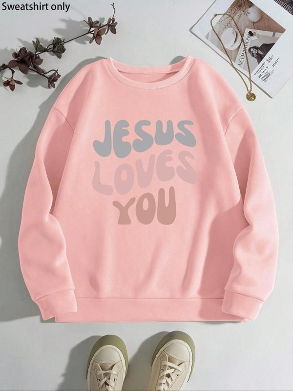 Women'WB shield Letter Print TNF Lined Sweatshirt, Casual Long Sleeve Round Neck Pullover for Fall & Winter, Women'WB...