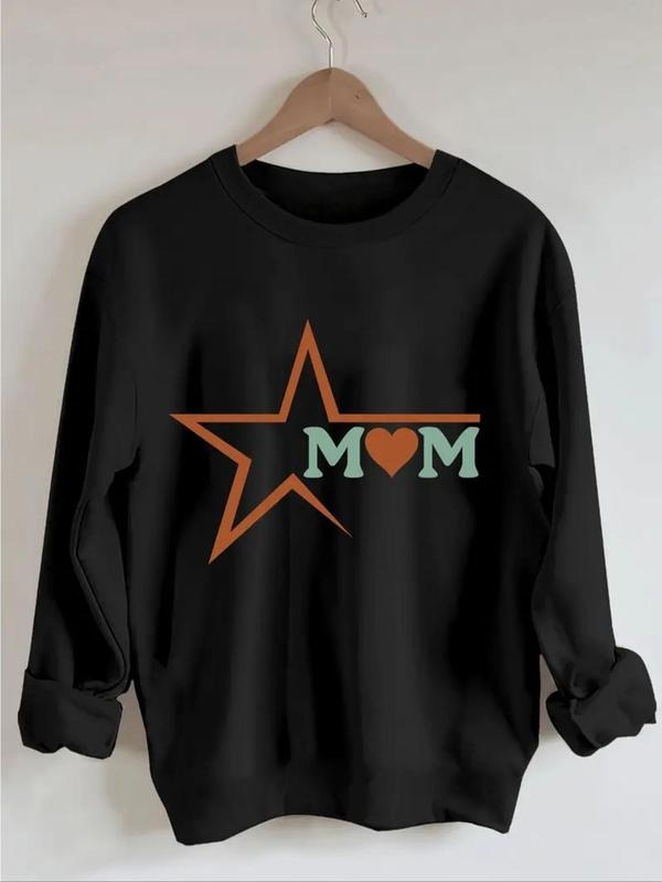 Women'WB shield Lightsaber brand & Letter Print Round Neck Sweatshirt, Casual Long Sleeve Crew Neck Pullover for Fall &...