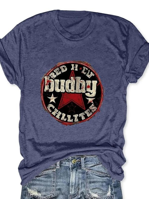 Women'WB shield Lightsaber brand & Letter Print Round Neck Tee, Vintage Trendy Casual Short Sleeve T-shirt for Daily...