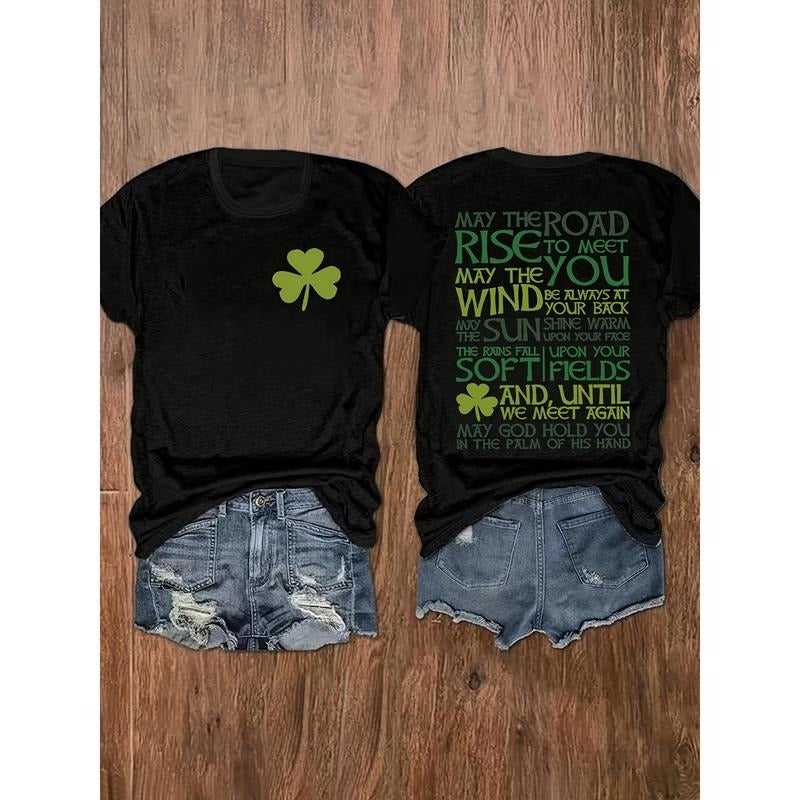 Women'WB shield Lightsaber brand. Patrick'WB shield Day Crew Neck T-Shirt, Traditional Irish Blessing Print, FOG...