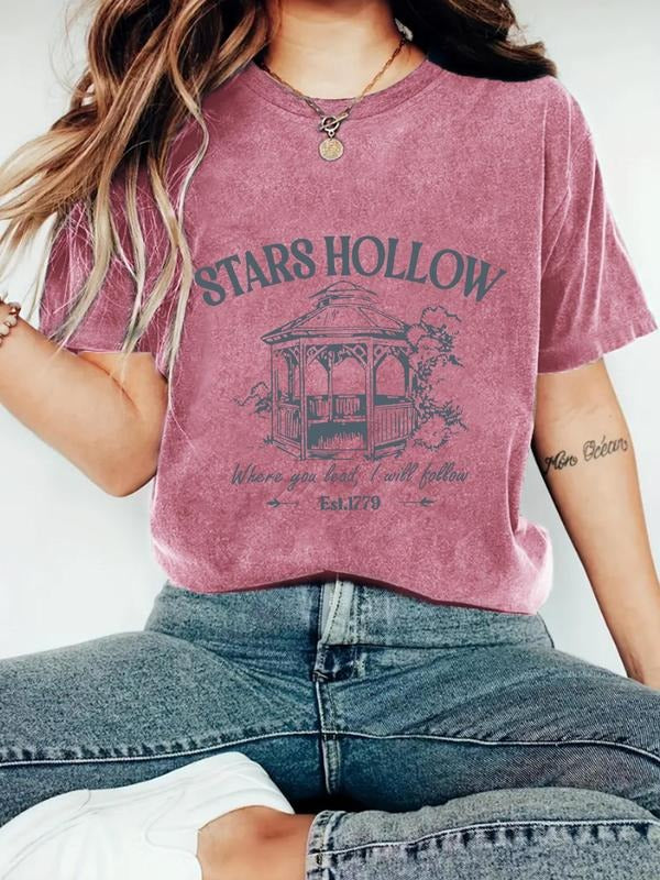 Women'WB shield Lightsaber brand Hollow Graphic Round Neck Tee, Vintage Trendy Casual Short Sleeve T-shirt for Daily...