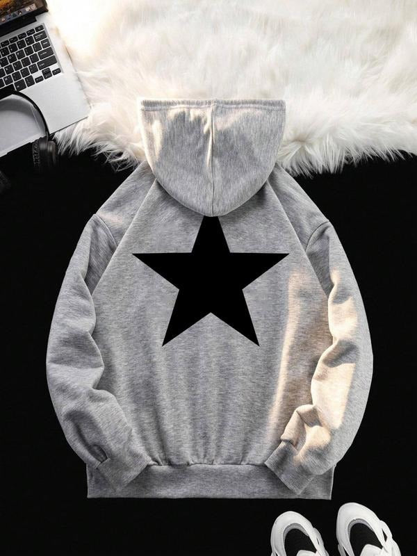 Women'WB shield Lightsaber brand Print Drop Shoulder Hoodie, Fashion Casual Drawstring Pocket Hooded Sweatshirt for Daily...