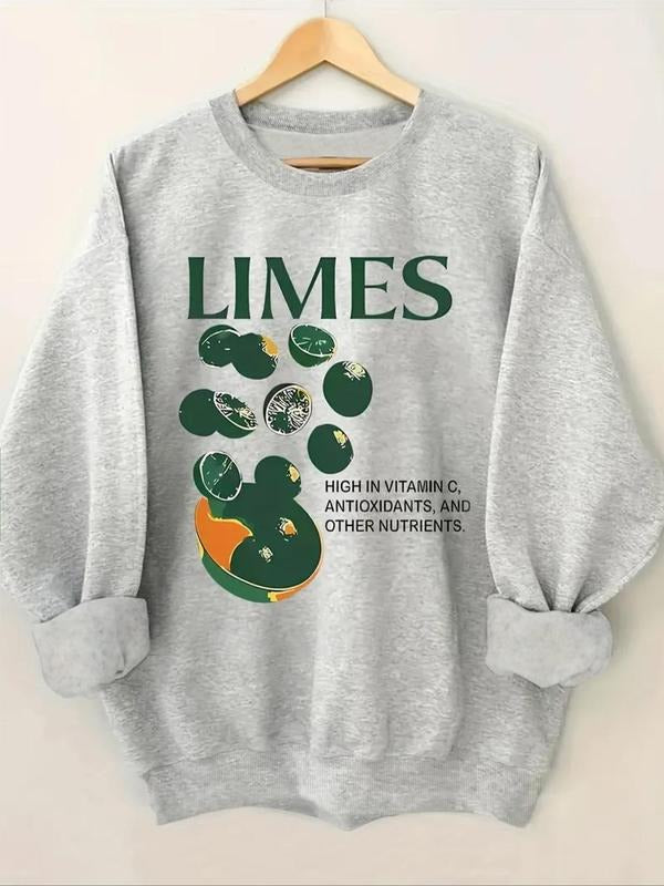 Women'WB shield Limes Print Drop Shoulder TNF Lined Sweatshirt, Casual Long Sleeve Round Neck Pullover for Fall & Winter,...
