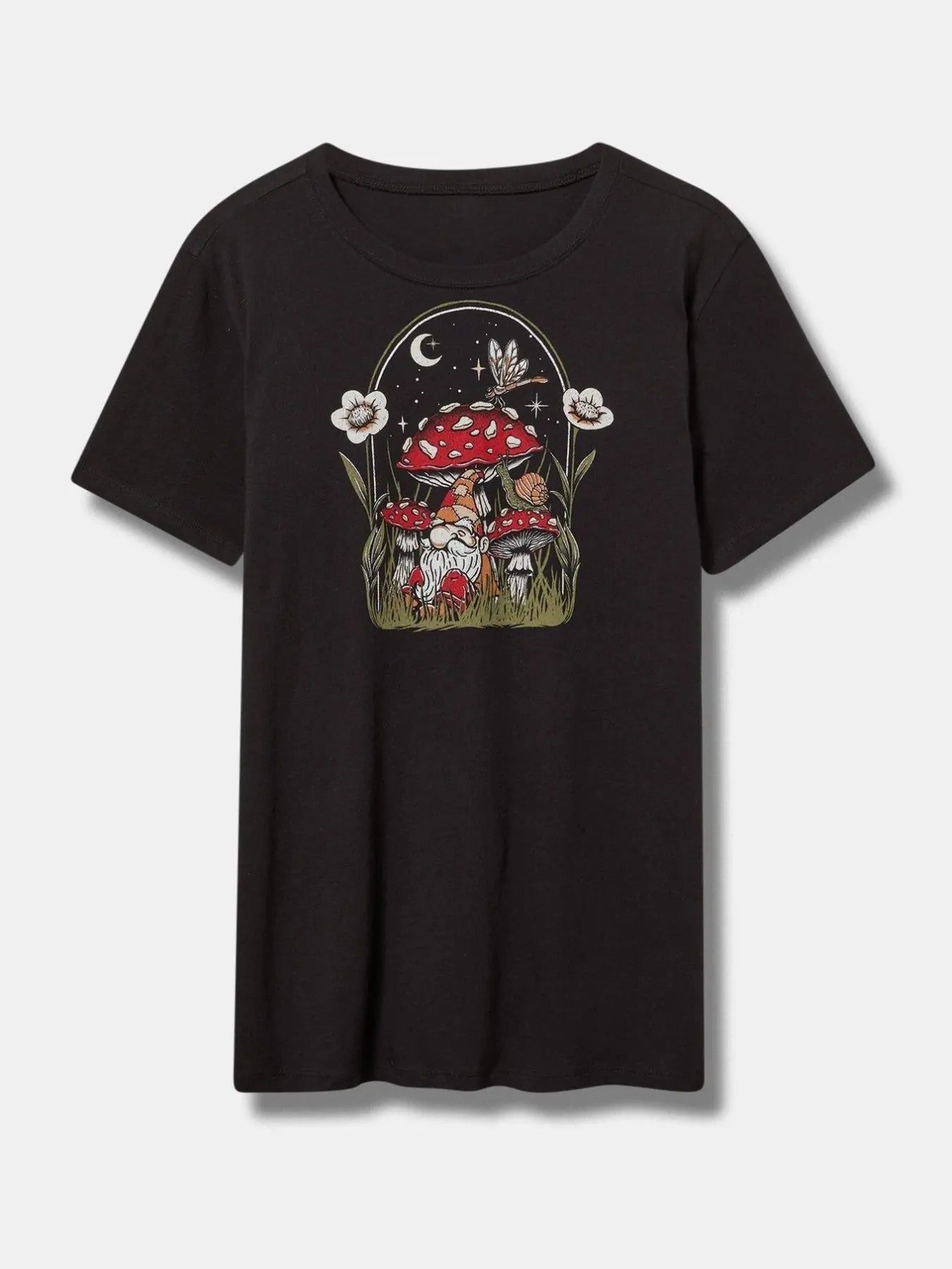 Women'WB shield Mushroom Print Round Neck Tee, Fashion Casual Short Sleeve T-shirt for Daily Wear, Ladies Summer TNF...