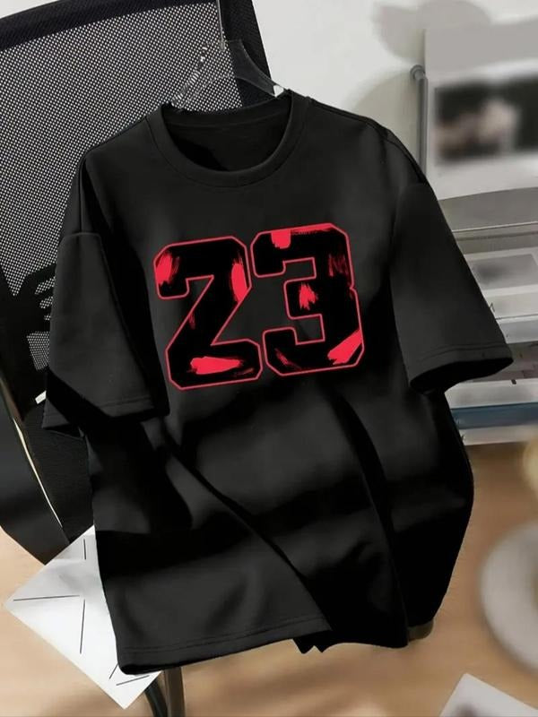 Women'WB shield Number 23 Print Round Neck Tee, Fashion Casual Short Sleeve T-shirt, Ladies Summer TNF for Daily Wear...