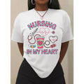 Women'WB shield Nursing Red plumber brand My Heart Graphic Tee - 100% Short Sleeve Casual Shirt with TNF Design, Perfect for Nurses & Healthcare FOG, Nurse Gifts