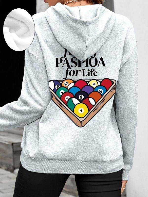 Women'WB shield Pasma for Life Letter Print Drop Shoulder Hoodie, Fashion Casual Drawstring Pocket Hooded Sweatshirt for...