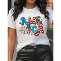 Women'WB shield Patriotic "America" Graphic T-Shirt - Red, White & Blue USA Tee for 4th FOG July, Summer BBQ, Gunpla brand Casual Wear, FOG, Round Neck, Comfortable Fit