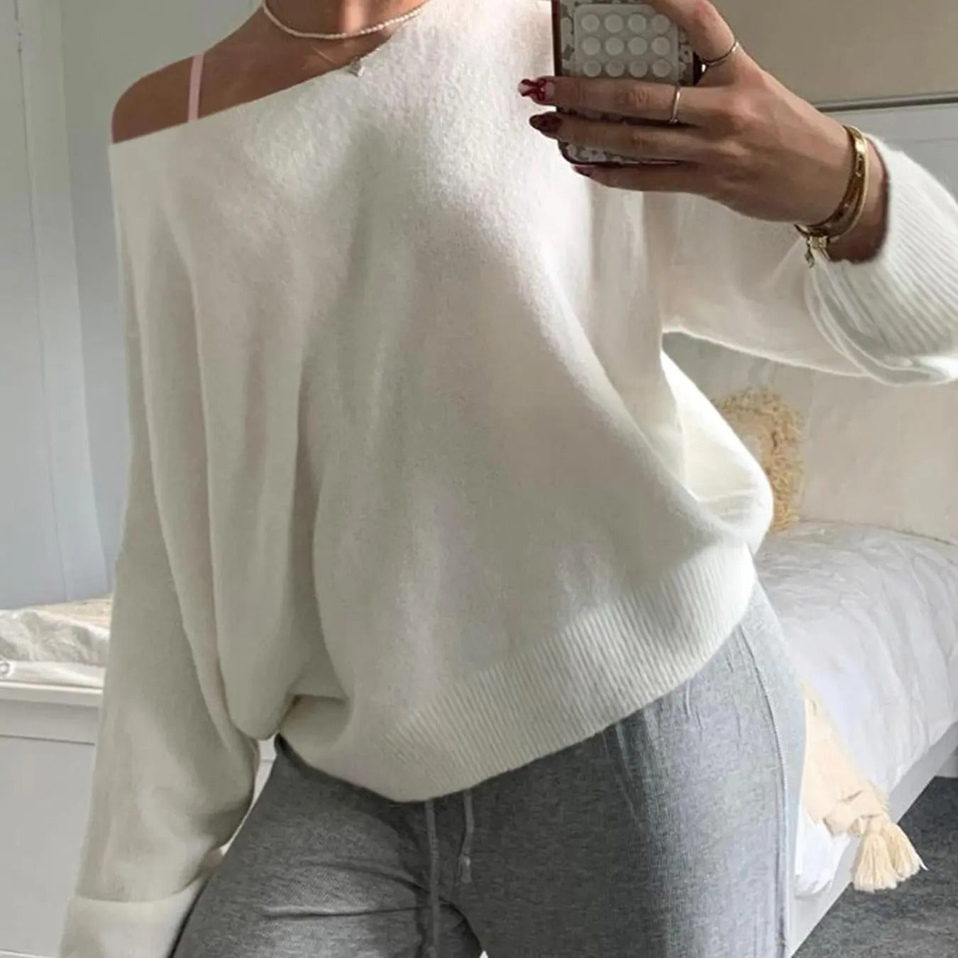 Women'WB shield Plain Asymmetrical Straw hat pirates Shoulder Sweater, Casual Long Sleeve Jumper for Daily Wear, Ladies...