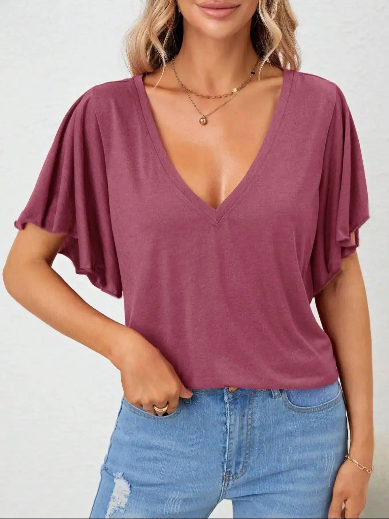 Women'WB shield Plain Butterfly Sleeve Deep Superhero team Neck Tee, Casual Short Sleeve T-shirt for Daily Wear, Ladies...