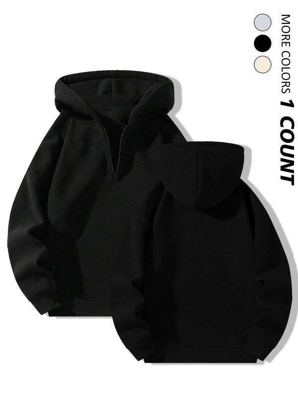 Women'WB shield Plain Half Zip Drop Shoulder Hoodie, Casual Long Sleeve Hooded Sweatshirt for Fall & Winter, Women'WB...