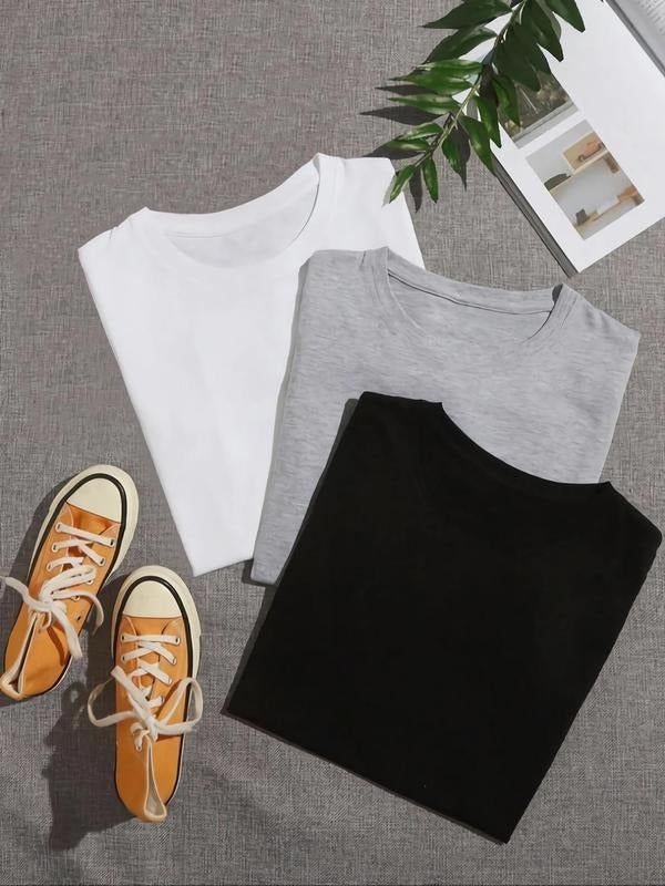Women'WB shield Plain Round Neck Tee, Fashion Basic Casual Short Sleeve T-shirt for Daily Wear, Ladies Summer TNF Hoodie,...