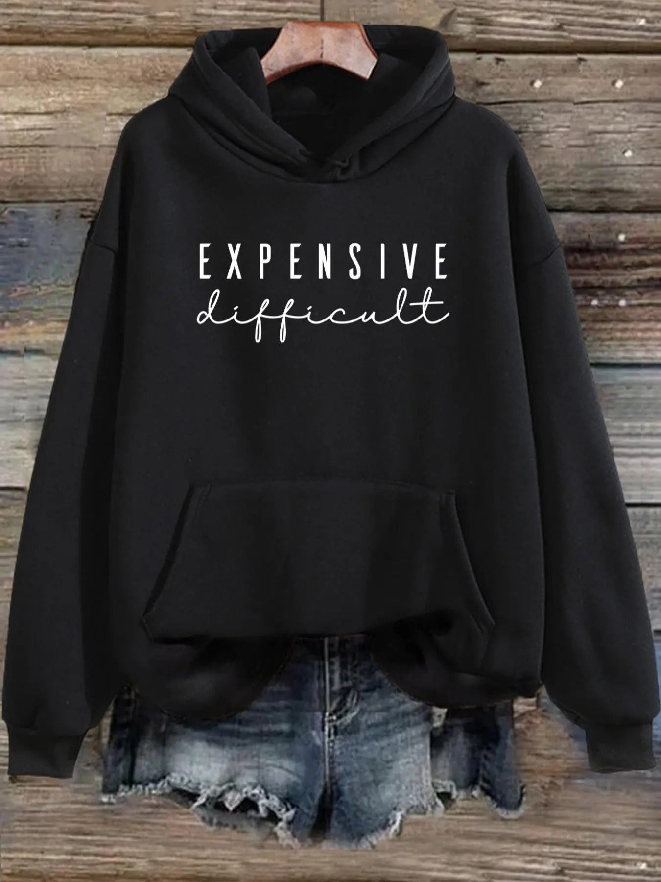 Women'WB shield Plus Size Letter Print Fleece Lined Hoodie, Casual Drawstring Pocket Hooded Sweatshirt for Fall & Winter,...