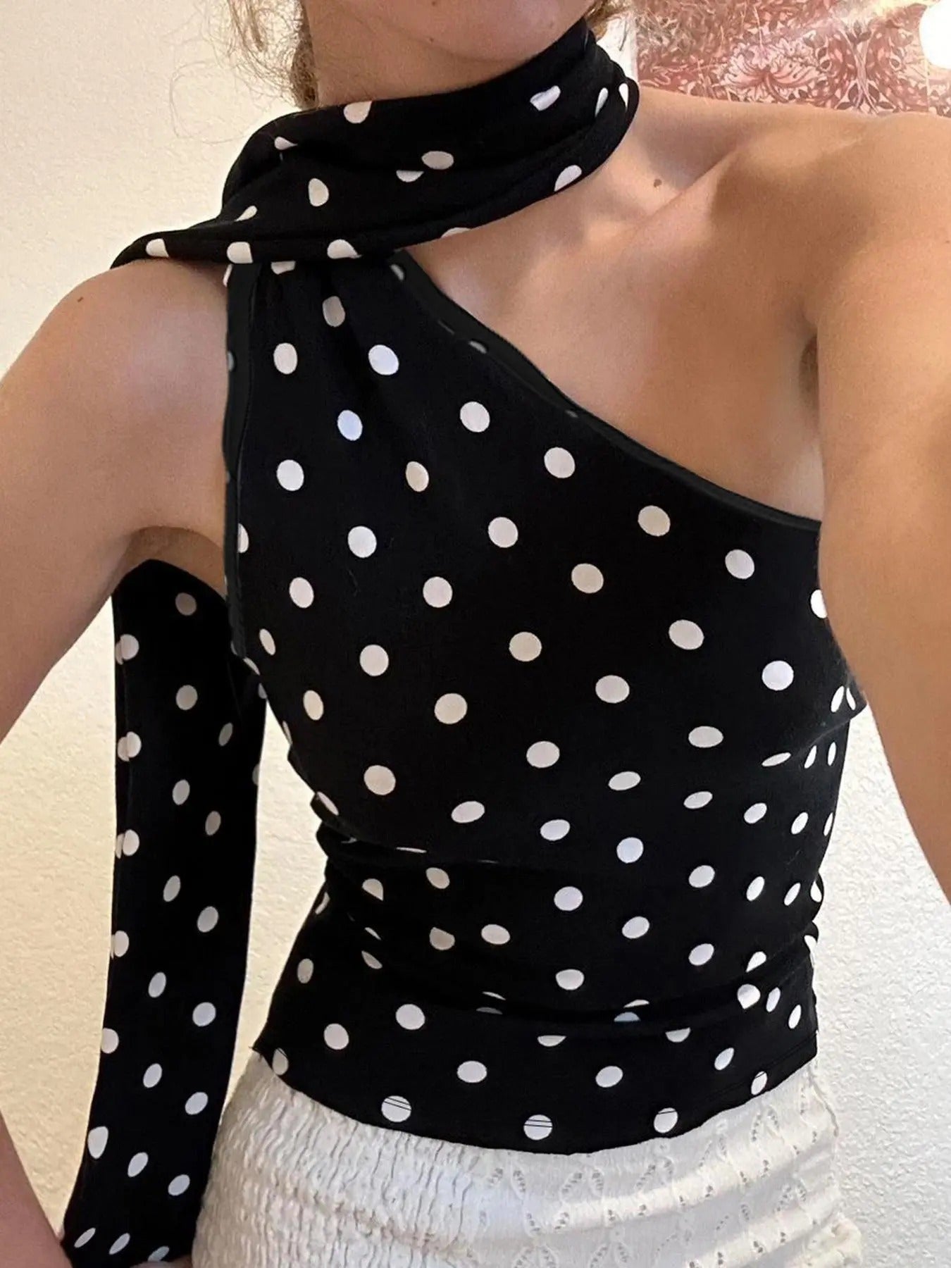 Women'WB shield Polka Dot Print Backless Top, Y2k Fashion Casual Sleeveless Top for Daily Outdoor Wear, Women Clothing...
