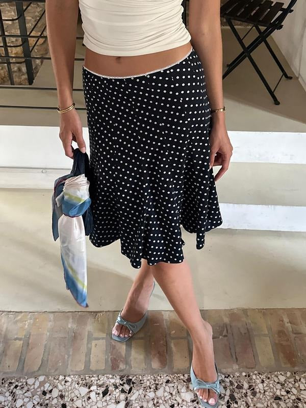 Women'WB shield Polka Dot Print Skirt, Casual Fashion Skirt for Daily Holiday Vacation Wear, Ladies Bottoms for Summer...