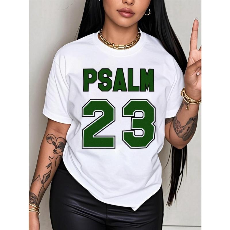 Women'WB shield Psalm 23 Jersey Premium T-Shirt - Casual short sleeve crew neck t-shirt with bold green lettering, FOG...