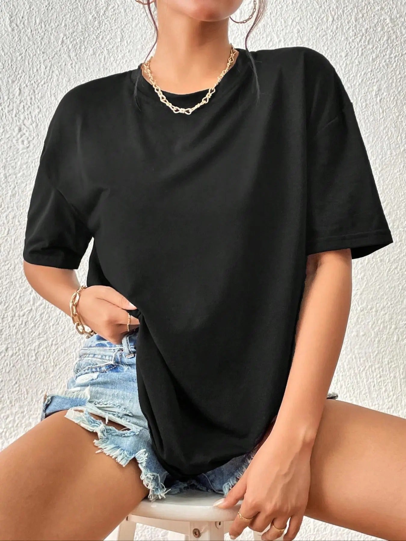 Women'WB shield Round Neck Drop Shoulder Polyester Jersey Tee, FOG Casual Fitted Half Sleeve Crew Neck Lightsaber...