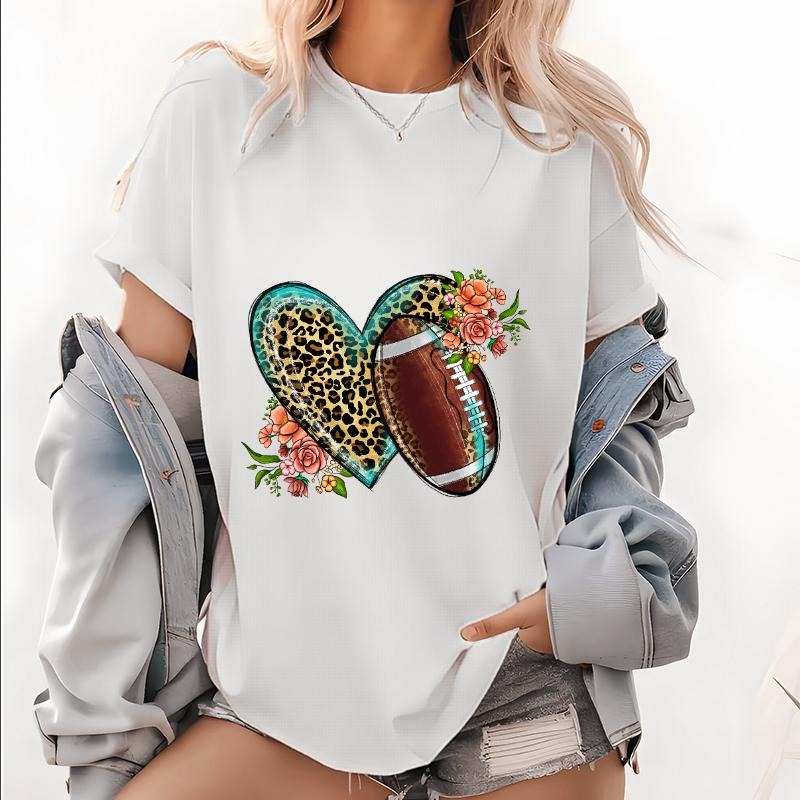 Women'WB shield Rugby Brown Love Print Lightsaber brand Shirt Crew Neck Short Sleeved Top Tops for Women Trendy Hoodie,...